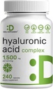 ディールサプリメントHyaluronic酸サプリメント 1,500mg - 240カプセル、MSM&ビタミンC - 純粋な95% | 非GMO +植物ベースのHA - 健康な関節、ボン、コネクティブティッシュ、および皮膚水和をサポート