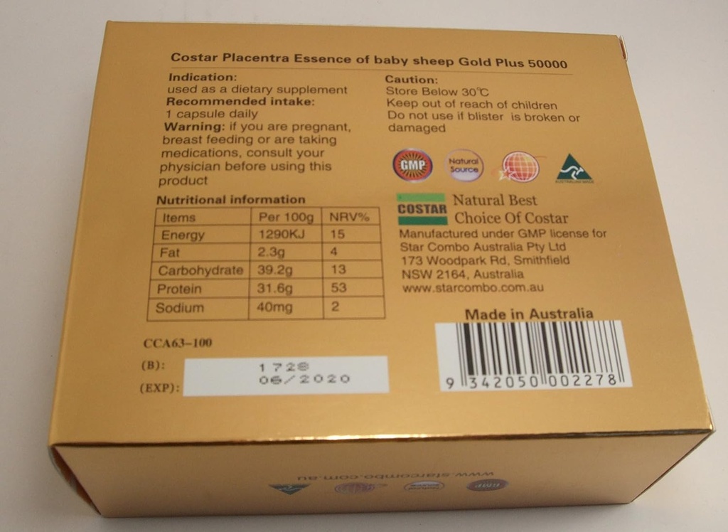 羊のプラセンタのエキスの高くstrenghの金プラス50000mgの赤ん坊の羊のEssence 100のカプセルのオーストラリアの作られる