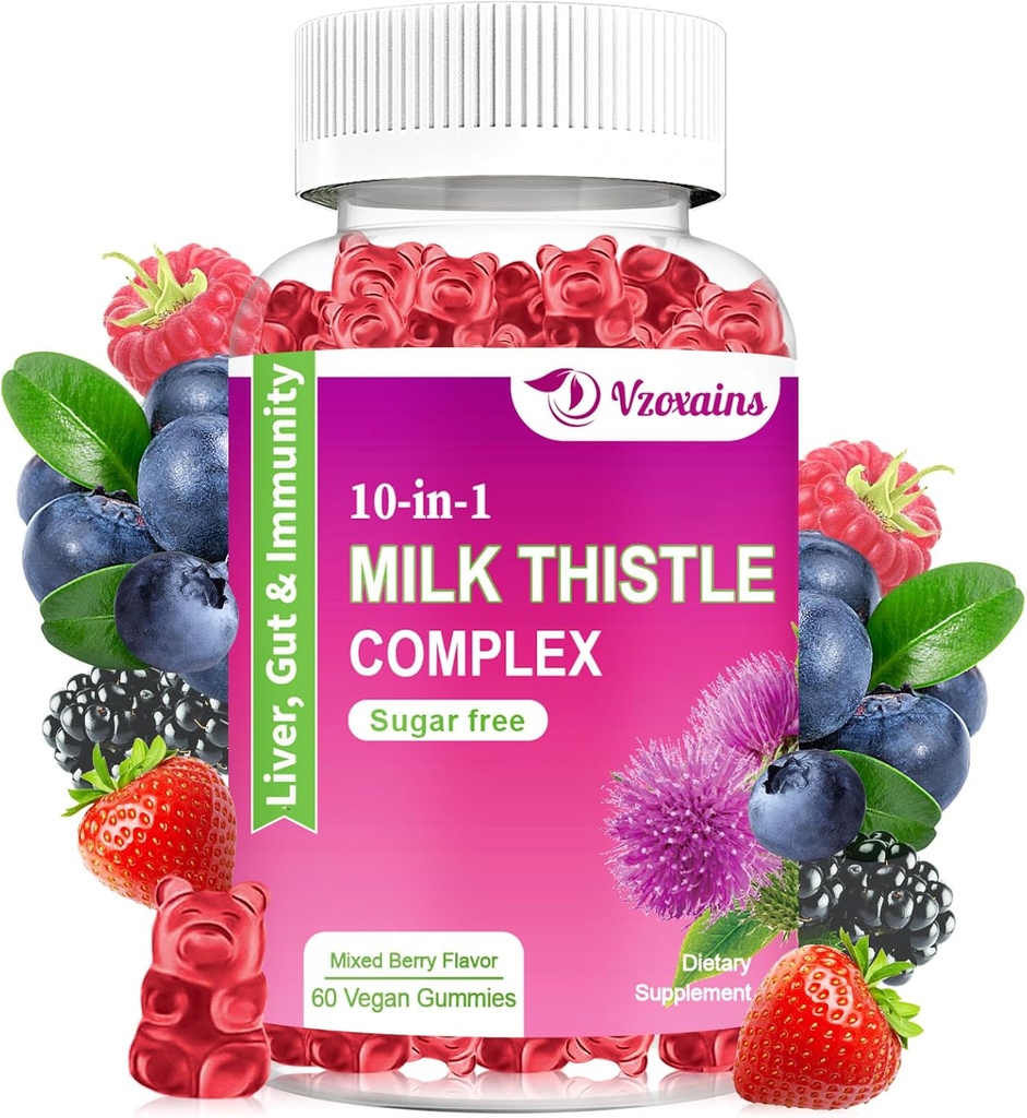 ミルクのこの牛ガミー、10イン-1のレバーの清潔なDetoxのための草の方式及びDandelionの根、Turmeric、Artichokeとの修理-最適レバー機能および消化器の健康-混合されたベリー味