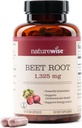 NatureWise Beet Root Capsules 1325mg with Organic Beetroot - Nitric Oxide Booster for Circulation and Heart Health Support - Vegan, Gluten-Free, Non-GMO - 120 Capsules[60 Day Supply]