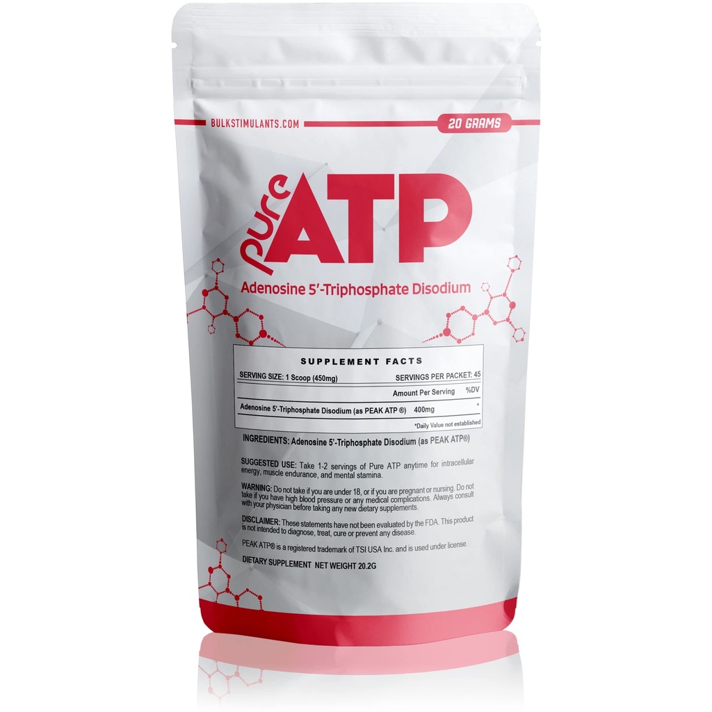 BulkStimulants純粋なATPアデノシンTriphosphateパウダー - エネルギー、持久力、強度、回復と筋肉ポンプ、クレアチンHMB&ニトリオキサイド、ナチュラルプレワークアウトサプリメントより高速 - 20グラム