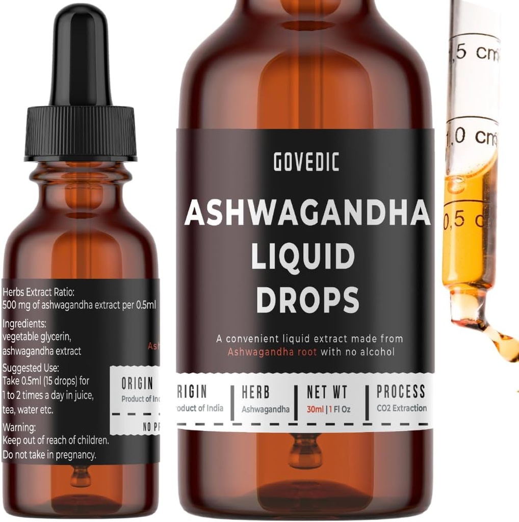 Ashwagandhaの液体の低下は1 Fl Oz 30mlを集中しましたり  500mgの有機性根のチンキのエキスの補足の60のサービング 圧力救助、エネルギー及び免除、精神的焦点、速い吸収の