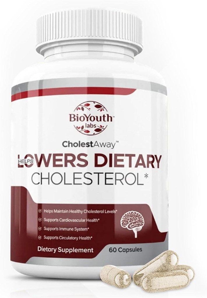 BioYouth Labs 自然 コレステロール ローリング サポート サプリメント のための大人 - ニンニクの栄養価の高いブレンド, ベルベリン, コカ エキス & 大豆レシチン - 60 カプセル
