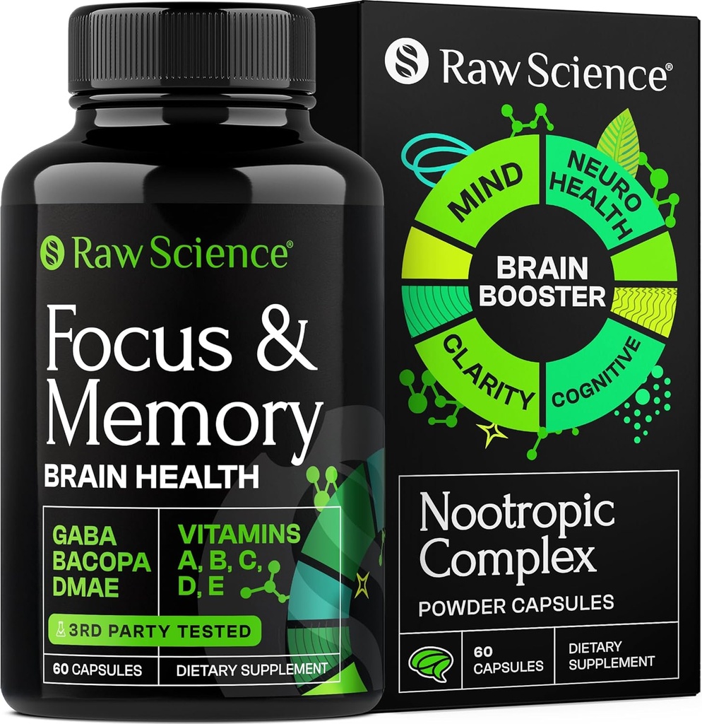 Nootropics脳は、Huperzine A、Phosphatidylserine、DMAE -脳の健康サポート:GABA、コリン、DHA、Bacopa Monnieri、脳サポートのための記憶補足、60カプセルを補います