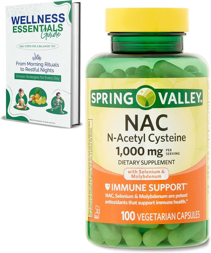 NACサプリメント N-アセチルシステイン|1000mg、100カウント|免疫サポート、ベジタリアンカプセル|グルテンフリー、大豆フリー、ラクトースフリー|セレンとモリブデン付き