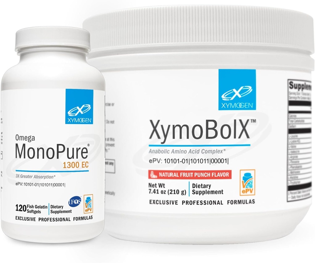 XYMOGEN Omega MonoPure 1300EC (120 サービング) + XymBolX (30 サービング) バンドル - 心血管 + 認知サポート、筋肉回復 - 非GMO