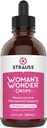 Straussは女性のワンダードロップを心がけています。Spearmint Flavour、ナチュラルフォーミュラ、グルテンフリー、大豆フリー、非GMO、3.4ozのメンストラル&メンポサールサポートサプリメント ボトル