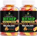 2パック ヘンプ グミー フレッシュ デリシャス ギーミー ピーチ のために Sleep, Calm and Relax, Back-Premium Hemp Oil Gummy Edibles, ナチュラル Hemp Party-Made in USA