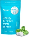 NeuroGum Energy & Focus Mints (90 Count Bag, Peppermint) | 40mg Natural Caffeine + L-Theanine + Vitamin B12 & B6 | Sugar Free Nootropic Cognitive Brain Performance Supplement