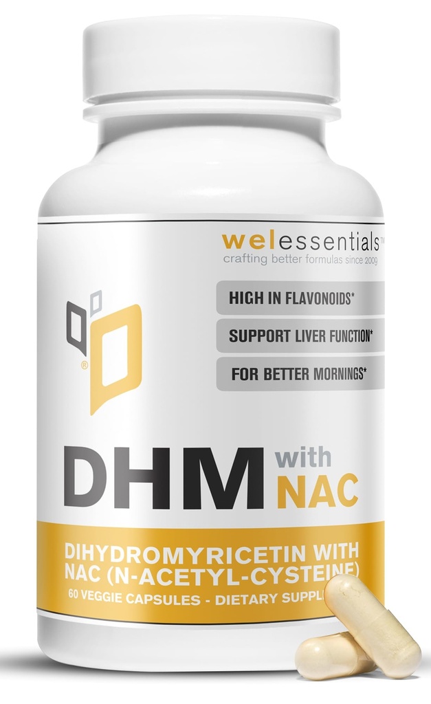 NAC - 650mg x 60のカプセルが付いているDihydromyricetin DHM - 300mg N-Acetyl-Cysteine、350mg Dihydromyricetin -肝臓サポート、水和のための最高の強さの食事療法の補足