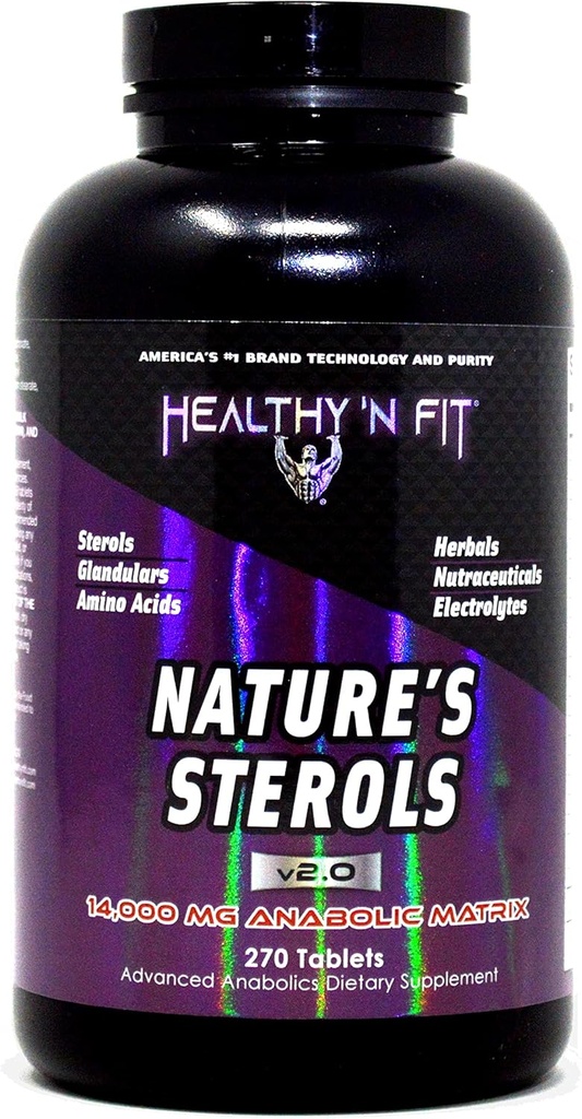 健康な「N Fit Nature's Sterols 270錠 - アミノ酸、ハーブ、刺激なしのエネルギー、および電解液で腺鏡。
