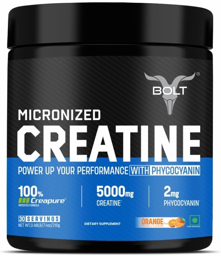 ドイツ製クレピュア®クレアチンモノハイド | プレ&ポストワークアウト | 筋肉の回復、持久力と改良されたアスレチックパフォーマンス、210gm、30 サービング | オレンジタンギー
