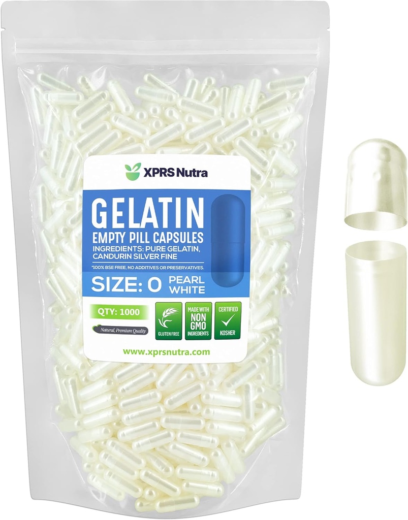 XPRSのNutraのサイズ0の空のカプセル- 1000の計算の空のゼラチンのカプセル-Pills DIYのカプセルの詰物-Do-It-Yourselfの補足のための純粋な牛のゲルの帽子(真珠の白)