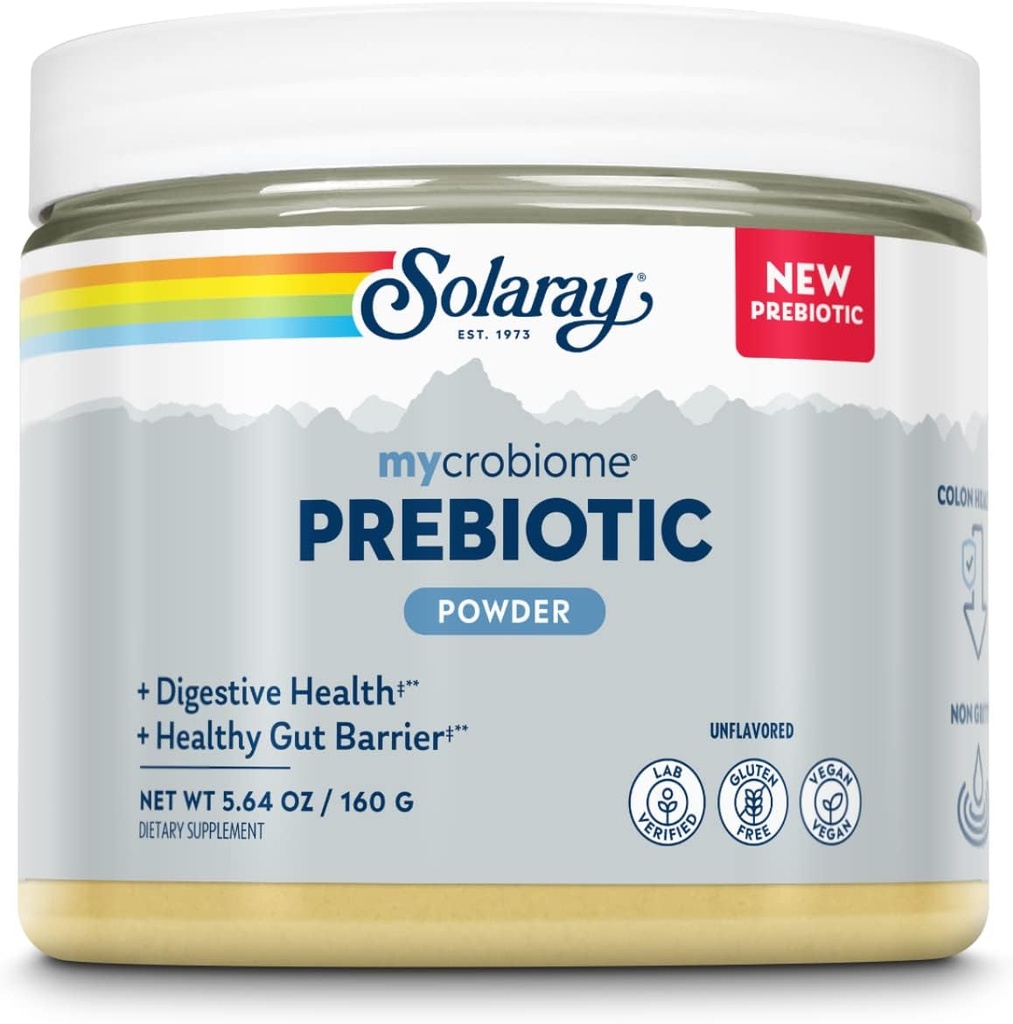 SOLARAY Mycrobiome Prebiotic Powder, 女性と男性のためのプレバイオティクス, コロンと腸の健康のための消化栄養補助食品, 非Gritty, 簡単に-Mix, ノンブロッキング式, 20 サービング, 5.64 OZ