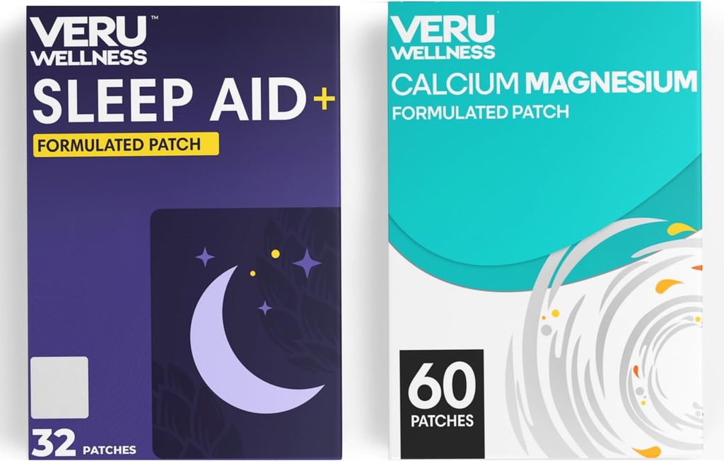 Veruウェルネスデュオライフスタイルパッチ - メラトニン、マグネシウム - 自己接着タイムリリース Topical Patch、8-10時間(32日供給)