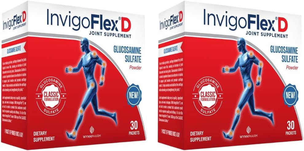 グルコサミン硫酸塩の粉(古典的な公式)のINVIGOFLEX 1500mg - Knees、手、背部およびヒップ サポートDのための優れた共同補足:グルコサミン硫酸塩、パケット- 60のパケット