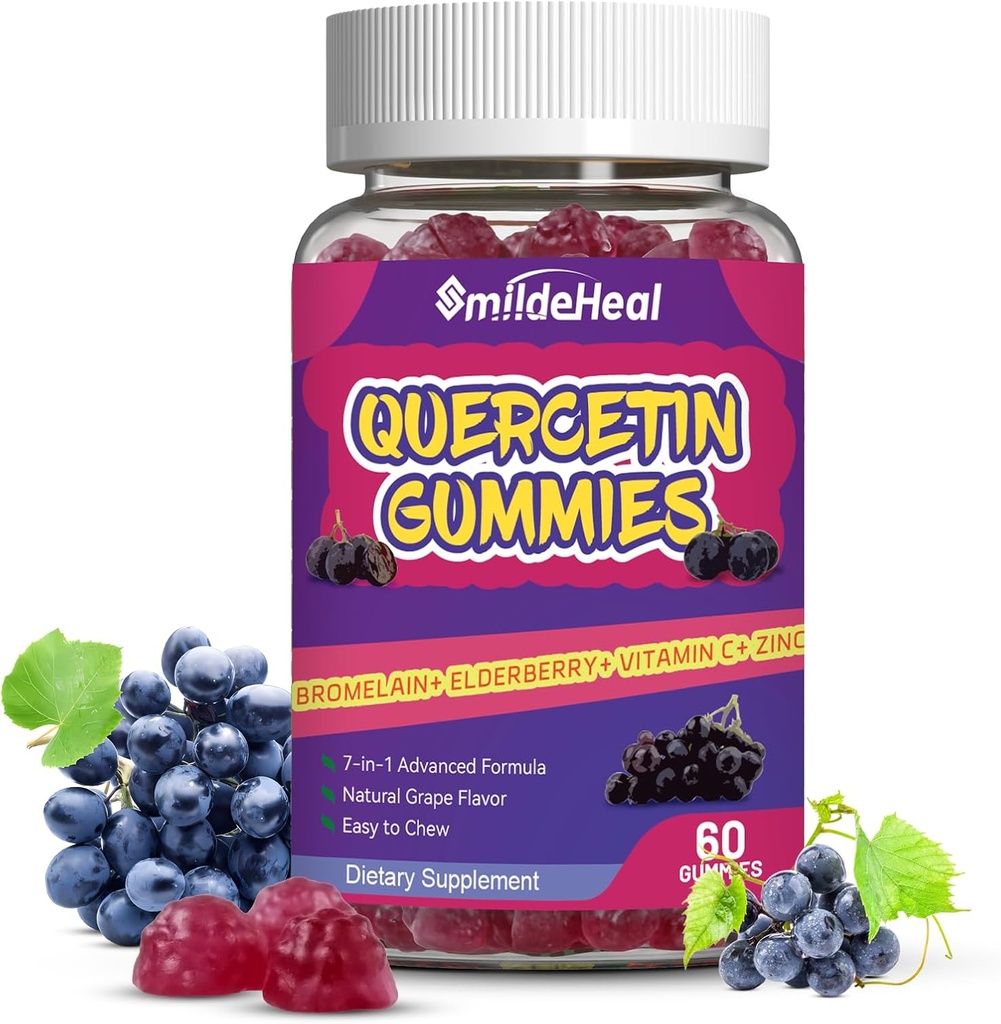 Quercetinのグミー1200MG、Bromelainのケルセチンのグミー、亜鉛ビタミンC、大人のためのケルセチンの補足のグミー及び子供、60のビーガングミー