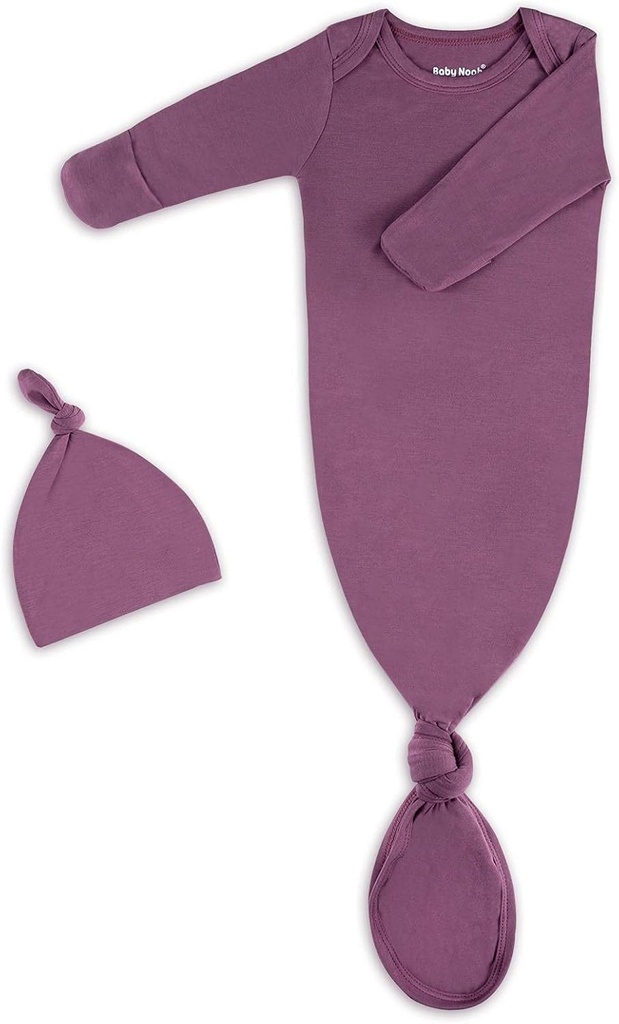 新生の赤ちゃんの結び目ガウン、スーパー ソフト シルキー 赤ちゃんの少女と男の子の寝袋のための長袖の眠る人の帽子