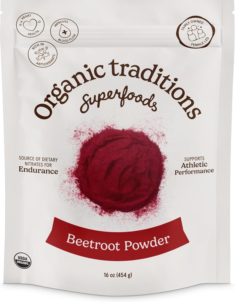 Organic Traditions | Beetroot Powder | Organic Beetroot Powder Vegan Non-GMO Superfood | 16oz/1lb (454g) Bag