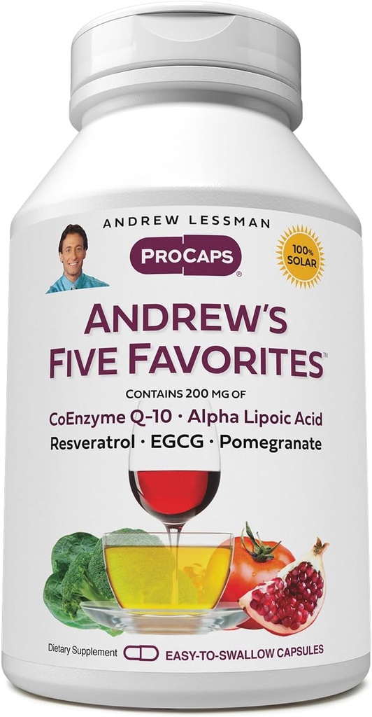 ANDREW LESSMANアンドリューの5つのお気に入り30カプセル - Coenzyme Q-10、Resveratrol、EGCG、PomegranateおよびAlpha Lipoicの酸、強力な酸化防止サポート、添加物無しの各200mgを提供して下さい