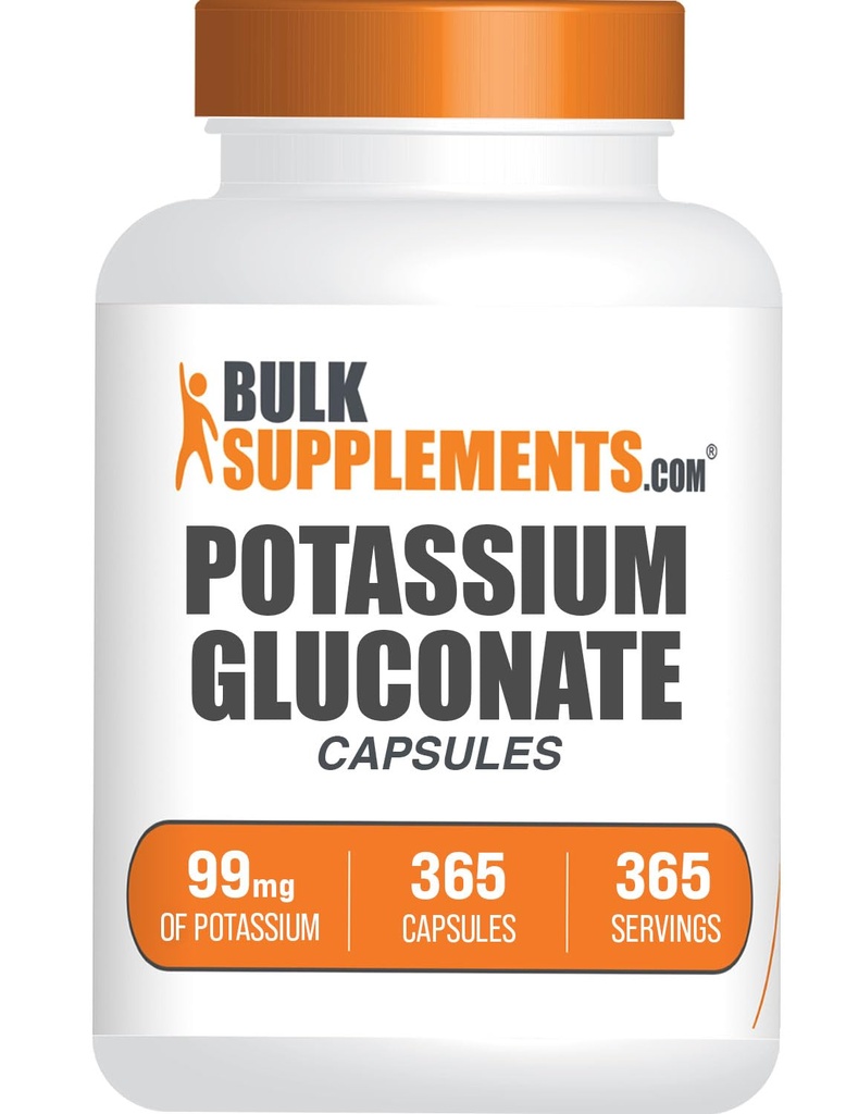 BulkSupplements.comカリウムグルコネートカプセル - カリウムグルコネートサプリメント、カリウムグルコネート99mg、カリウムサプリメント - グルテンフリー、1回の給食当たりカプセル、365カプセル(1パック)