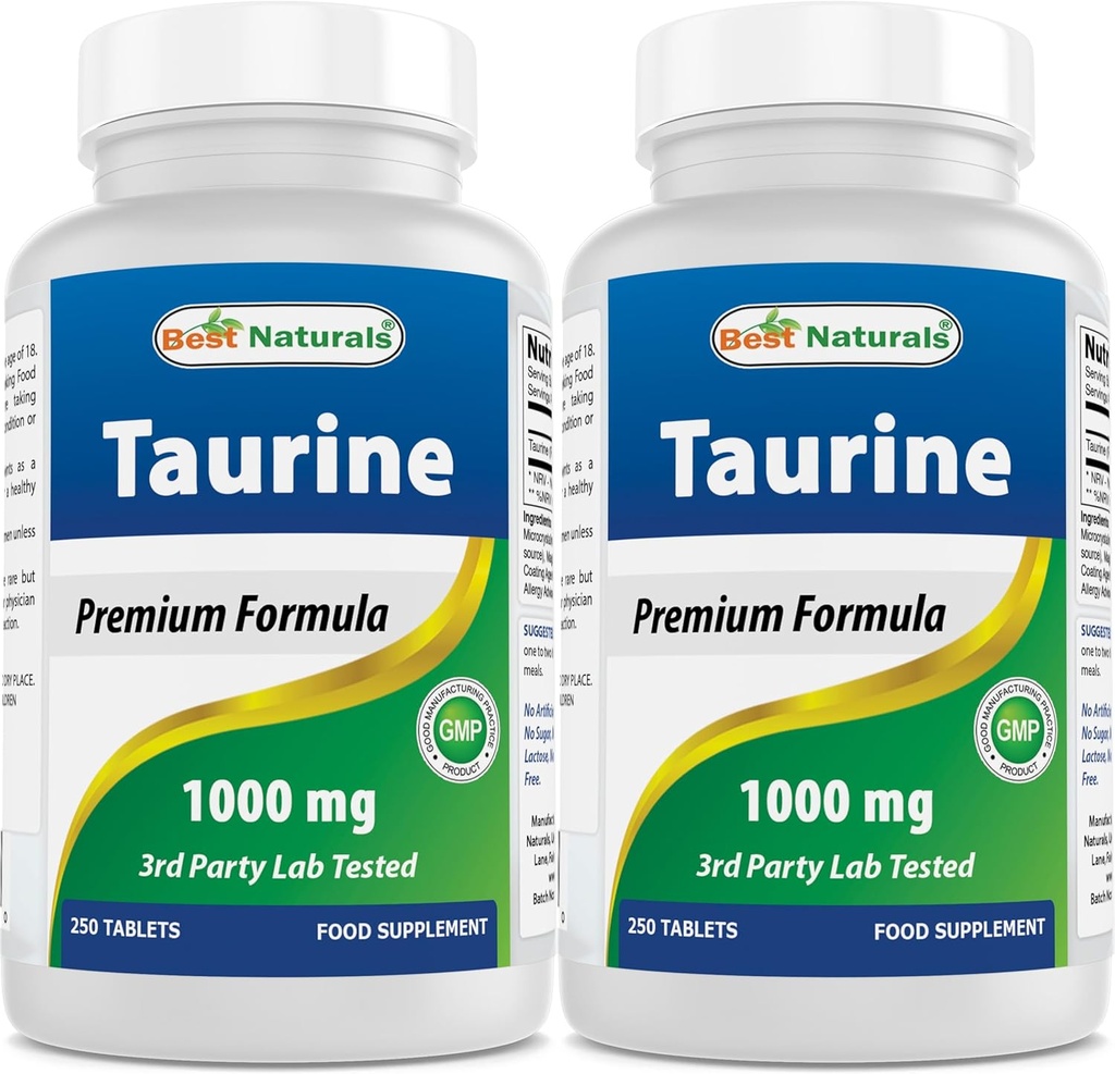 最高のNaturals Taurine 1000のmg 250のタブレット(250の計算(2のパック))