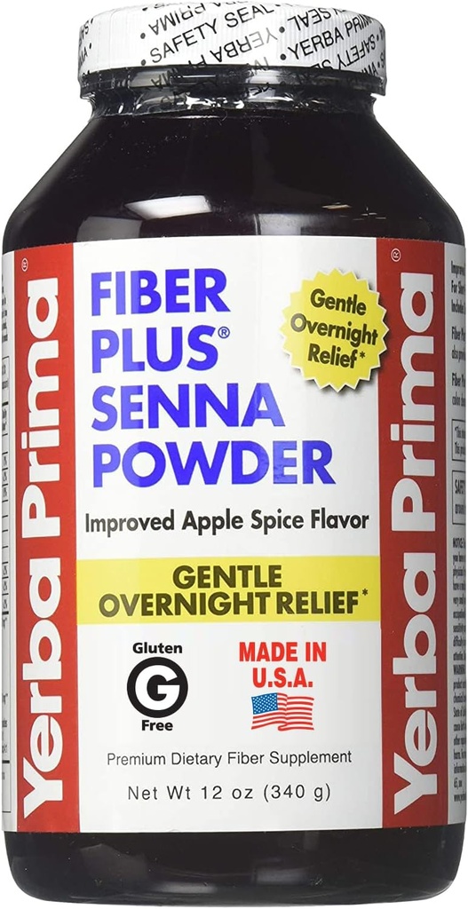 Yerba Prima繊維のプラスのSennaの粉、12のOunce - 正規性を回復するために短期使用のために、改良されたAppleのスパイスの味、Steeviaの甘くされる、Gentleの夜間救助を提供して下さい