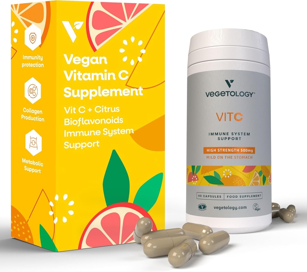 ビーガンビタミンCサプリメント - VIT C +シトラスBioflavonoid - ビタミンと健康のサプリメント - 毎日のサプリメント(60カプセル) - ビタミンC 500mgカプセル - 抗酸化物質サプリメント