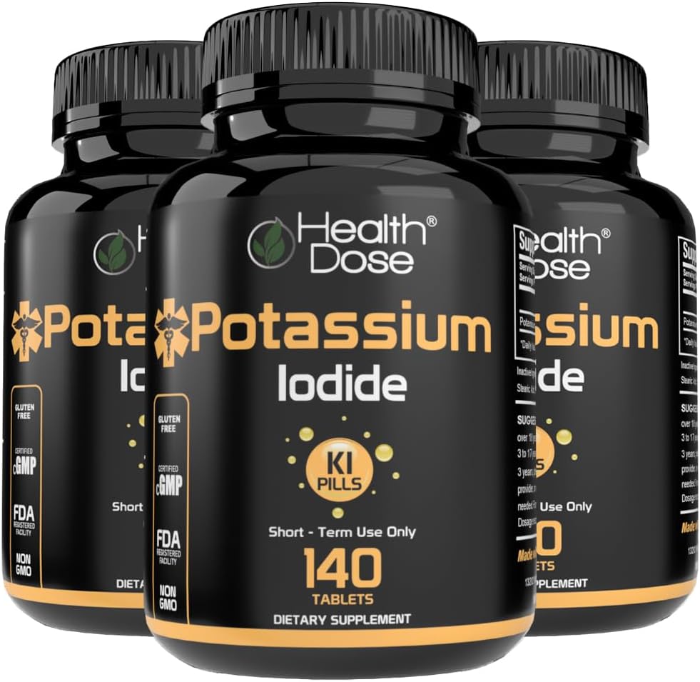 健康線量のカリウム+イオド(KI)のタブレット– 130mg 140のタブレット–甲状腺サポートのために、細胞の代謝及び電解槽のバランス–非GMOのグルテンフリー、3のGMPによって証明されるパック