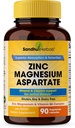 SANDHUHERBALS Zinc Magnesium Aspartate Supplement 90 Capsules| with Vitamin B6 & Zinc | High Absorption, Sleep and Immune Support | for Men & Women