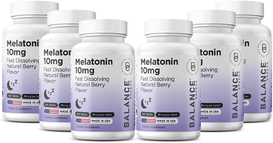 バランスブレインメラトニン10mg高速分解、120錠 - 休息日のための自然な睡眠補助金、リラックスと実用性のための薬物のないサポート