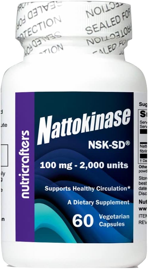 Nattokinase NSK-SD 2,000 Units 60 Capsules - The Cardiovascular Superfood of Japan - Made in The USA with Japanese NSK-SD Nattokinase. The Original and Most Researched Nattokinase.