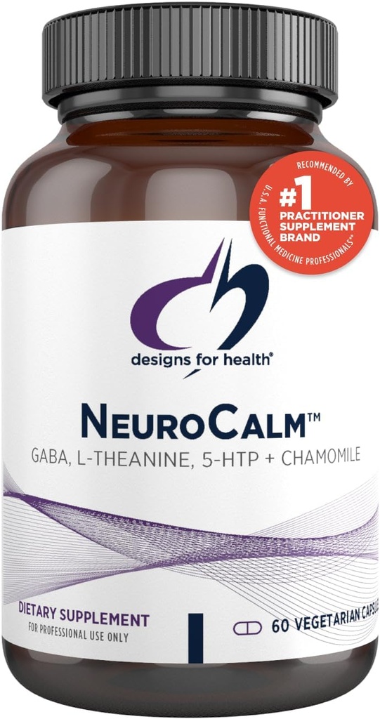 ストレス応答のための健康NeuroCalm - 5HTP GABA L-テアニンサプリメント - メチル化されたB12、ビタミンB6、タウリン、ムードサポートのためのカモミール&マグネシウムサプリメント(60ビーガンカプセル)