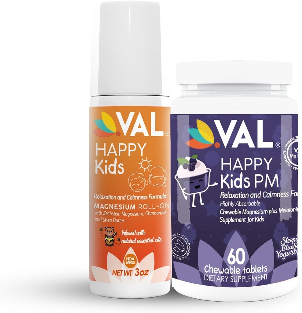 VAL Kids Bedtime Wellness Bundle: Melatonin Chews & Magnesium Roll-on