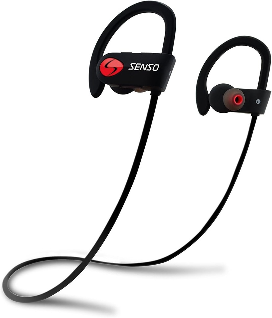 Senso Bluetoothヘッドフォン、最高のワイヤレススポーツイヤフォンw / Mic IPX7防水HDステレオスウェットイヤホンジムランニングワークアウトノイズキャンピングイヤフォンイヤホンノイズキャンセリングヘッドセット