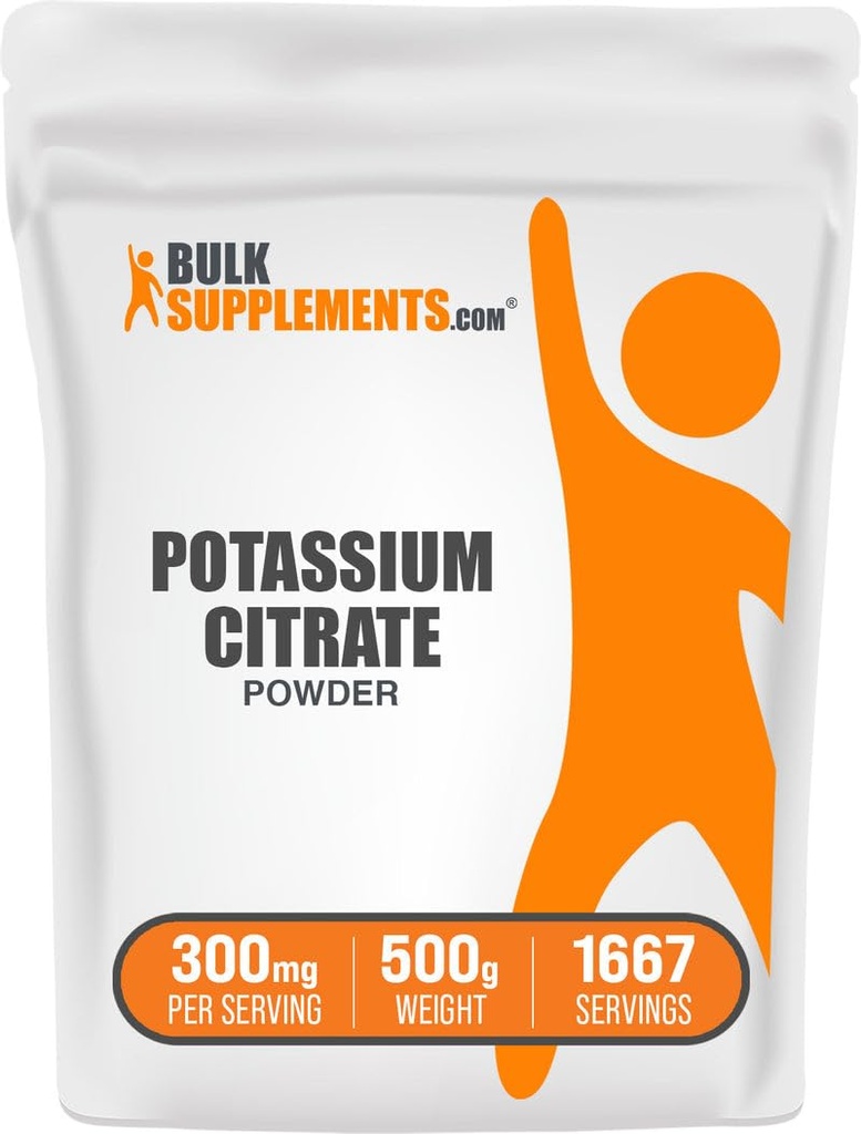 BulkSupplements.comカリウムシレートパウダー - 水分補給サポート、ミネラルサプリメント、カリウム99mg - Gluten無料、給餌あたり300mg、500g(1.1ポンド)(1パック)