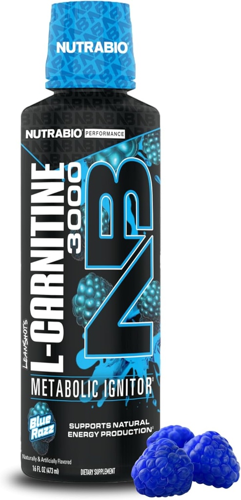 NutraBio - L-カルニチン液体シュート - 3000mg、(ブルーレイズ) - ビタミンB-5の10mg - ゼロ炭水化物と砂糖 - エネルギー生産 - 筋肉の回復