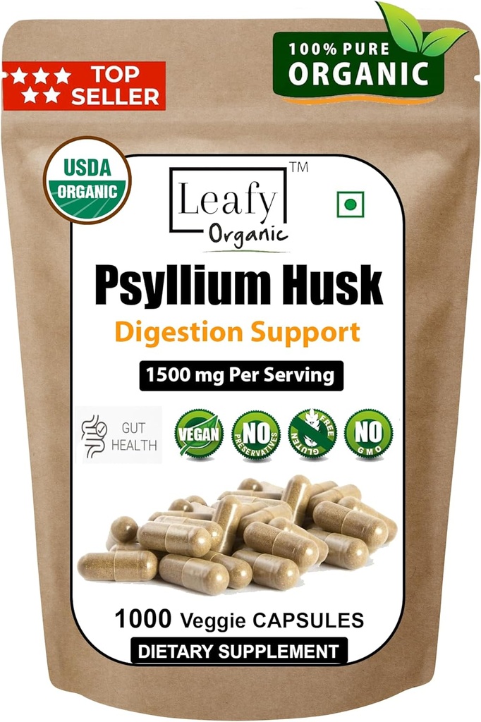 サービング、1000のカプセルごとのPsylliumの箱1500mg -二重強さ-優れたPsyllium繊維の補足-消化および規則のために大きい- 100%の自然なSoluble繊維