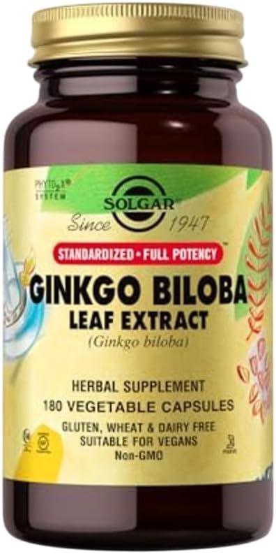 Solgar Ginkgo Bilobaリーフエキス - 180野菜カプセル - 標準化されたフル効力(SFP) - 非GMO、ビーガン、グルテンフリー、酪農場無料、コーシャ、ハラール - 180サービング
