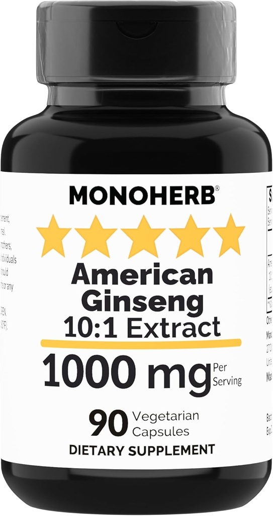 MONOHERBのアメリカのGinsengのエキス1000のmg - 90のベジタリアンのカプセル