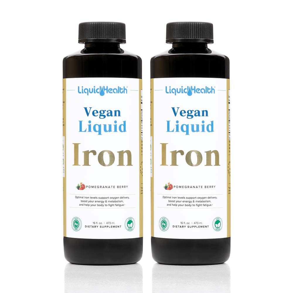 SunActiveとLIQUIDHEALTHビーガン液体鉄サプリメント & フェロッシェルフェ - 自然エネルギー, 免疫システム & メタボリックサポート, メンタルクラリティを高める, プレナタル/ポストナタル - アメリカメイド, 非GMO (2パック)