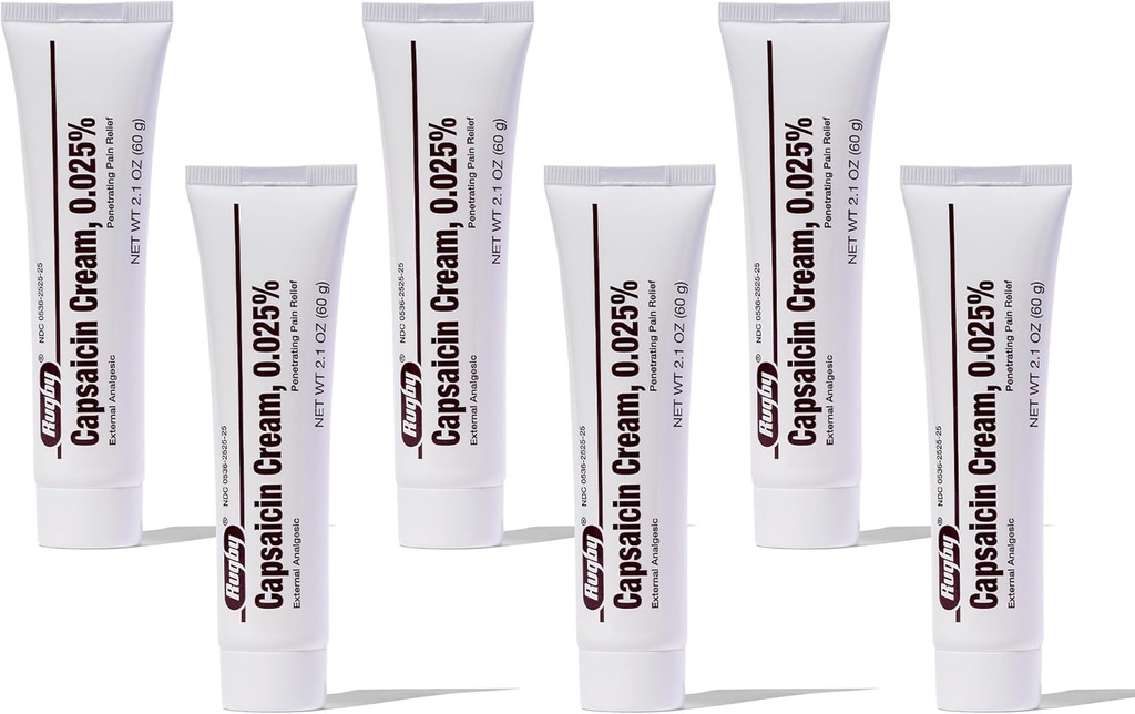 ラグビーカプサイシン 0.025% 痛みの軽減のためのクリーム - 2.1 Oz (60g) (6パック)