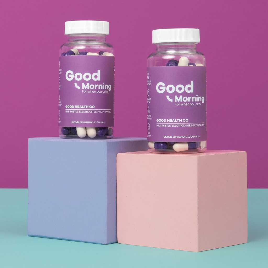 Good Morning Recovery Pills [2 Pack Hangover Kit] Clinically Tested After Alcohol Aid| Drinking Relief + Liver Detox with Electrolytes, Milk Thistle + DHM. Cheers!
