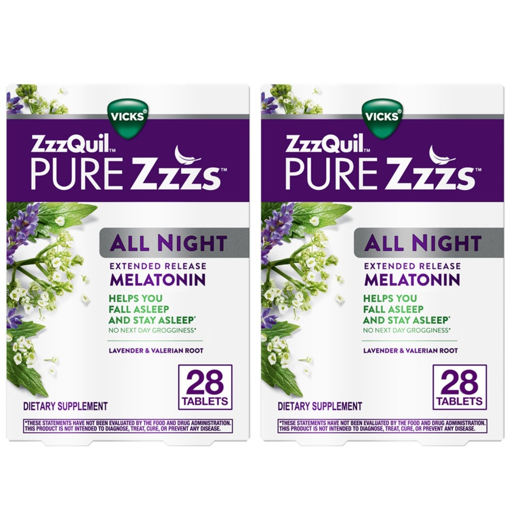 ZzzQuilの純粋なZzzsすべての夜延長解放、Melatoninの睡眠の援助のタブレットは、あなたが眠るより長く滞在するのを助けます、大人のための睡眠の援助、タブレットごとの2つのmg、56の合計のタブレット(28のパック)