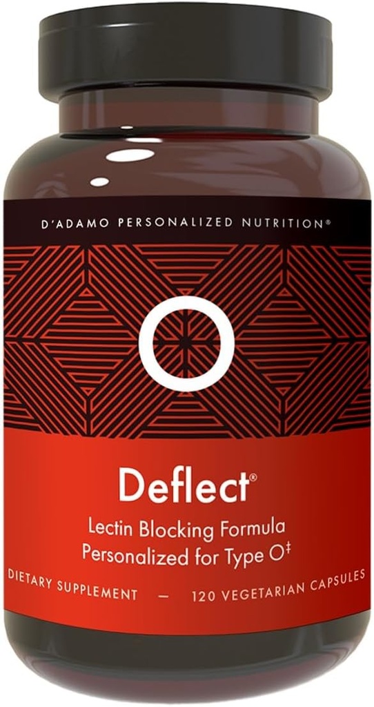 D'Adamo Personalized Nutrition Deflect Lectin Blocker (Blood Type O) - 120 Vegetarian Capsules. Metabolism Booster. Immune Support. Made in The USA.