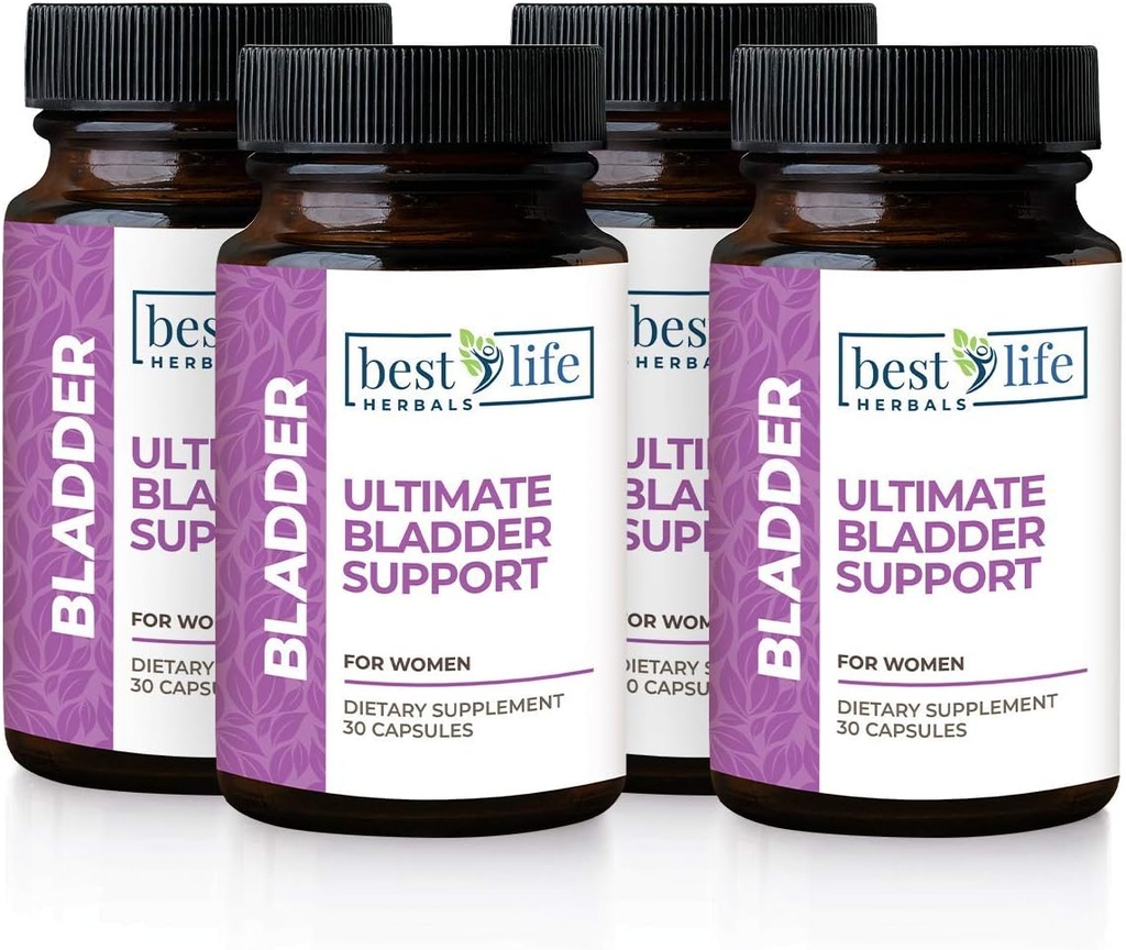 Best Life Herbals Women's Ultimate Bladder Support and Control Supplement for Incontinence, Leakage, and Overactive Bladder - 4 Bottles