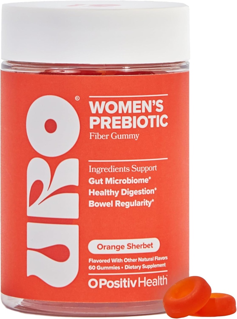 大人のためのO Positiv URO繊維のガミー、60のカウント(パッケージ1) - プレバイオティクスのChicory Rootインリン繊維の補足 - 消化管の腸の健康のための毎日のGummy繊維 - 非GMO、ビーガン&Cruelty-Free