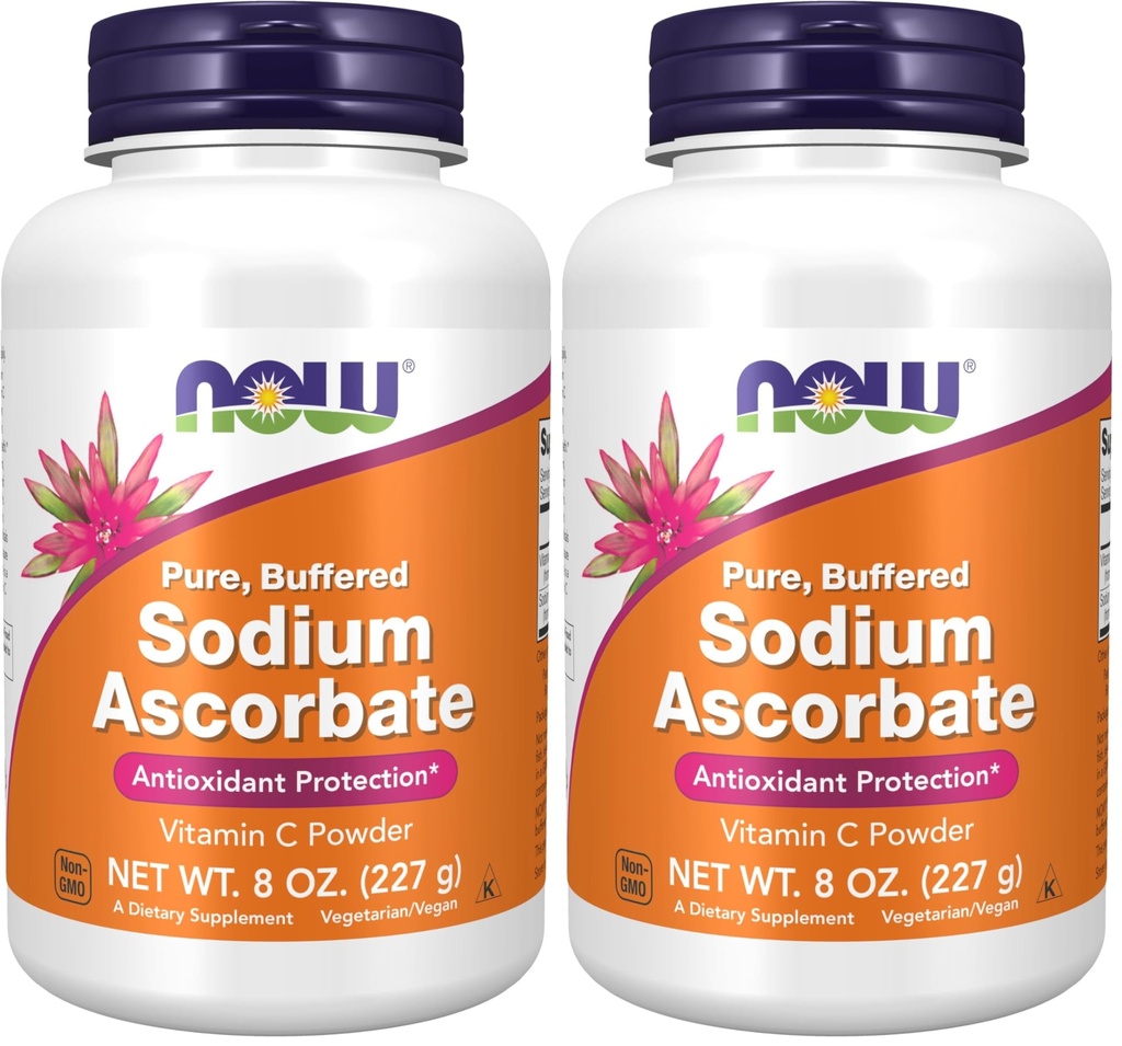 NOWの補足、ナトリウムのアスコルベートの粉、緩衝される、酸化防止保護*、8-Ounce (パッケージ2)