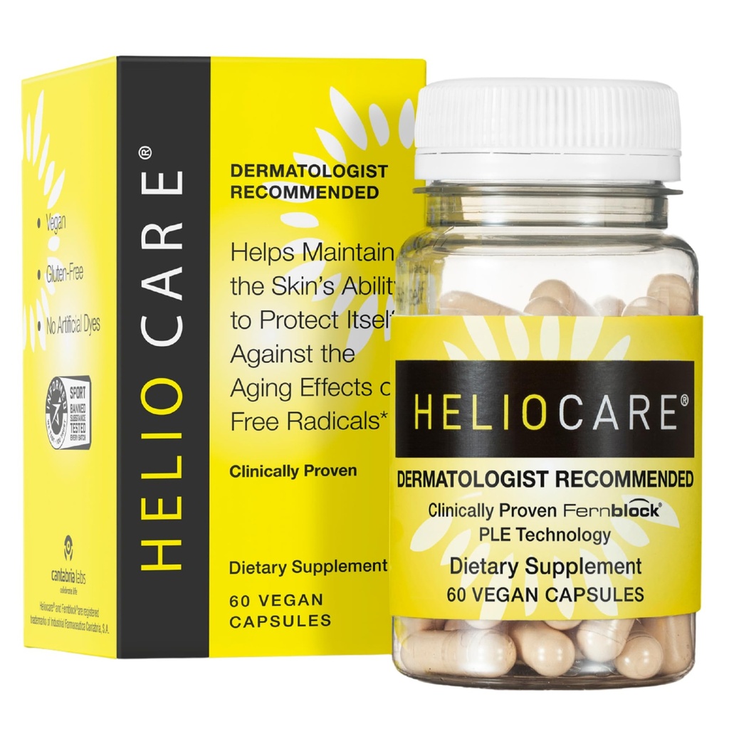 Heliocareのスキン ケアの食事療法の補足:240mgのポリポジウムのロイコトモスのエキスの丸薬-FernblockおよびPLEの技術の酸化防止豊富な方式- 60のベジギー カプセル