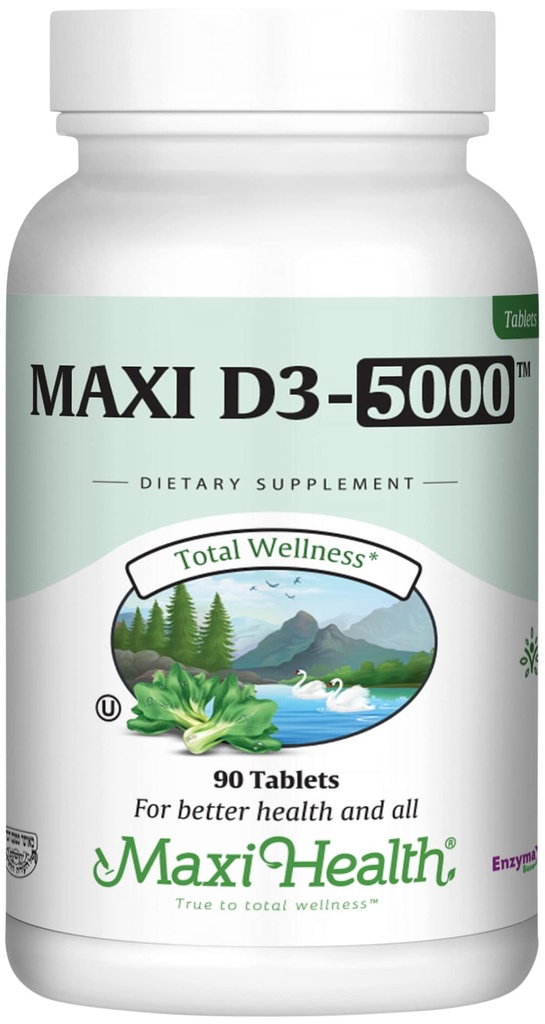 Maxiの健康のビタミンD3 5000 IU (125のmcg) -高い線量のビタミンD 5000 IU -健康な骨、歯、免疫サポート - Kosherの純粋な高い効力Vit D3 (90のタブレット)